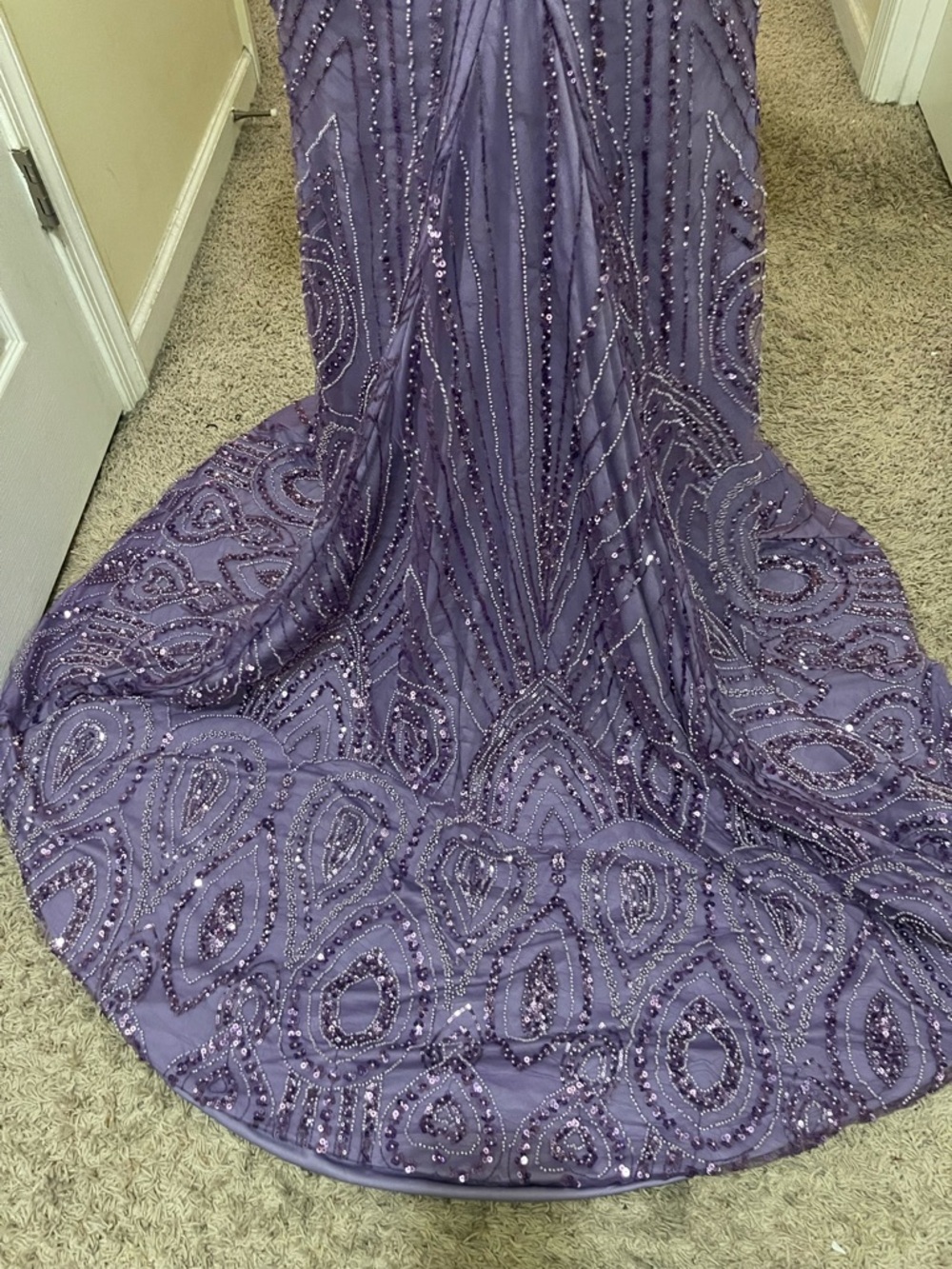 NEW Purple Beaded Corset Prom Dress - Picture 8 of 12